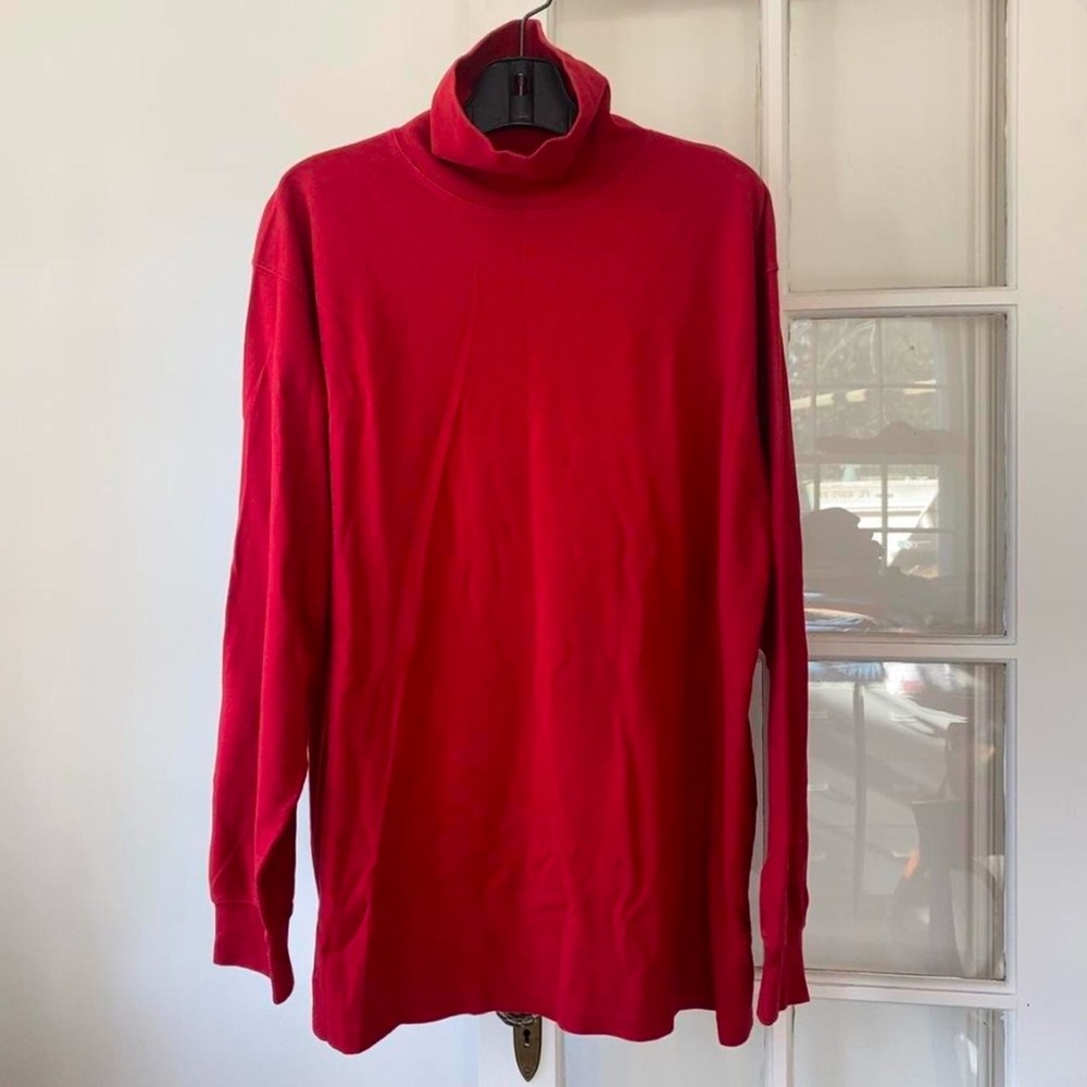 Holiday Red Cotton Long Sleeve Turtleneck men’s size XL L.L. Bean